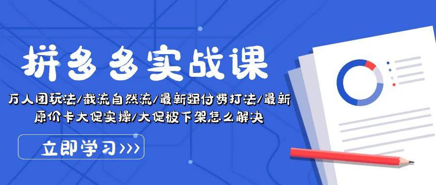 拼多多·实战课：万人团玩法/截流自然流/最新强付费打法/最新原价卡大促..-石龙大哥笔记