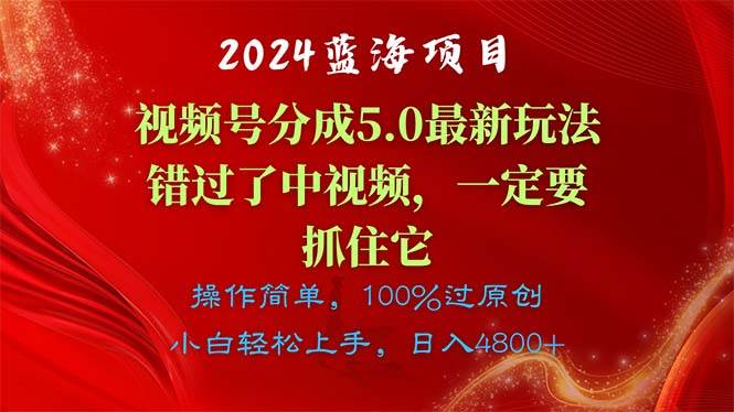 2024蓝海项目，视频号分成计划5.0最新玩法，错过了中视频，一定要抓住…-石龙大哥笔记