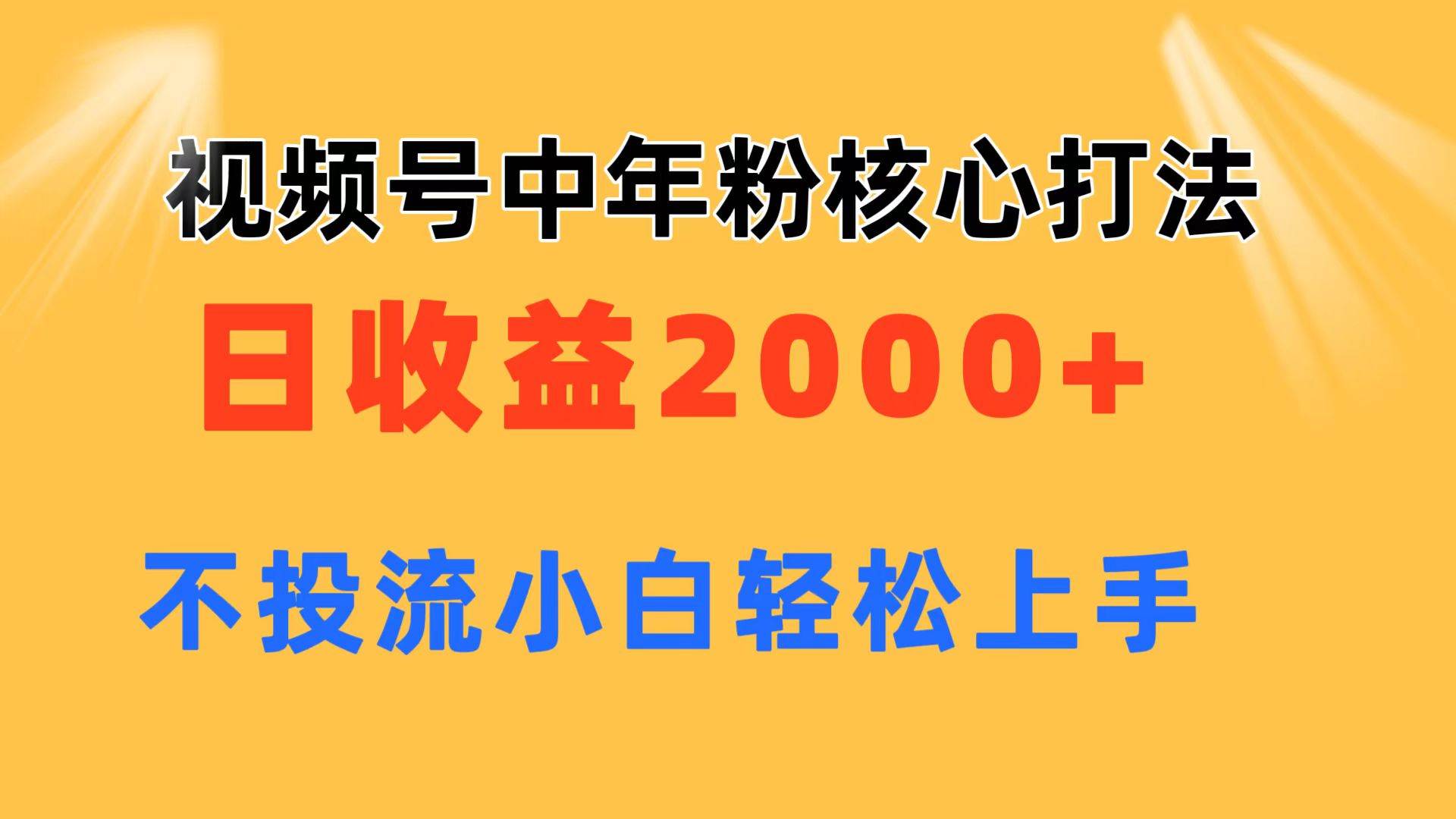 视频号中年粉核心玩法 日收益2000+ 不投流小白轻松上手-石龙大哥笔记