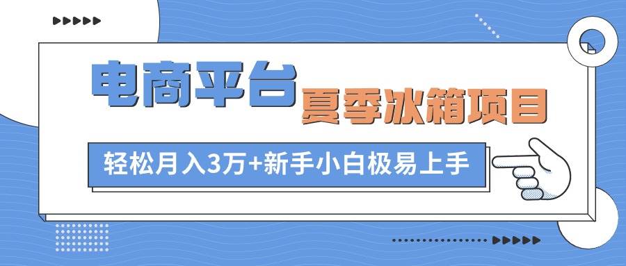 电商平台夏季冰箱项目，轻松月入3万+，新手小白极易上手-石龙大哥笔记