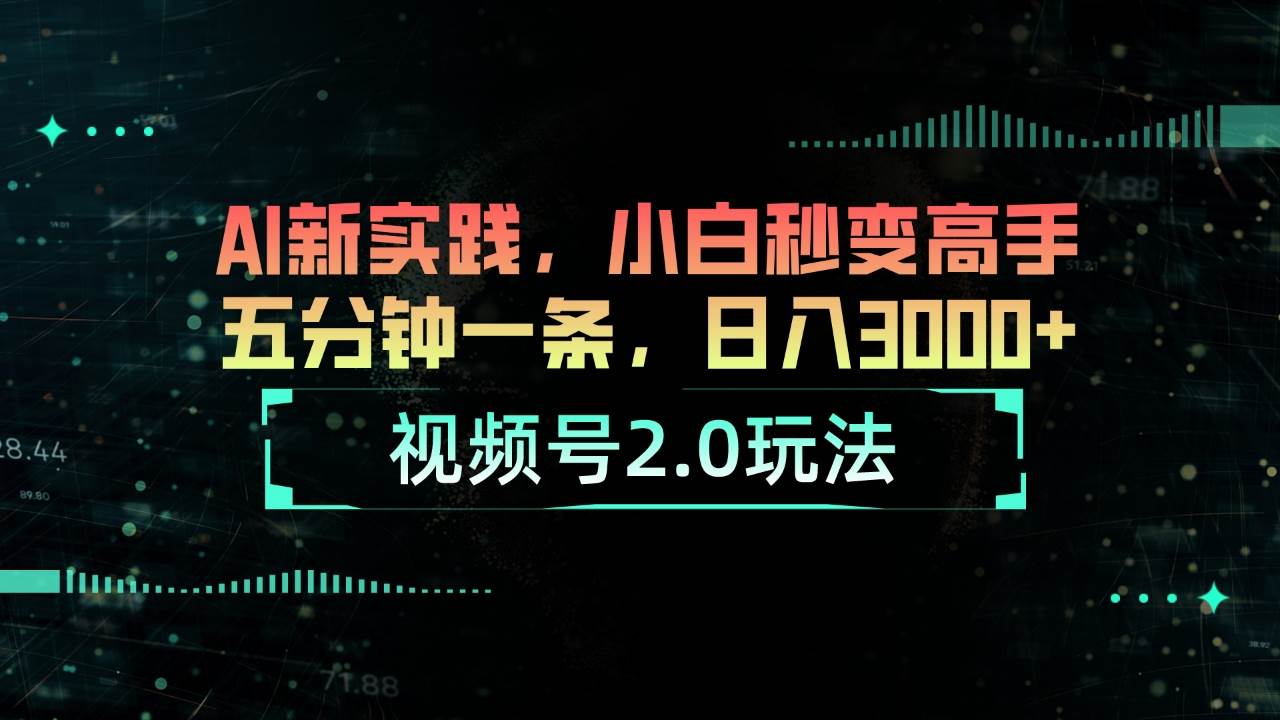 视频号2.0玩法 AI新实践，小白秒变高手五分钟一条，日入3000+-石龙大哥笔记