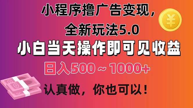 小程序撸广告变现，全新玩法5.0，小白当天操作即可上手，日收益 500~1000+-石龙大哥笔记