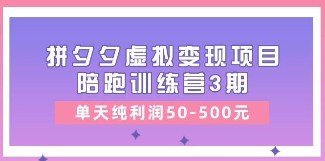 某收费培训《拼夕夕虚拟变现项目陪跑训练营3期》单天纯利润50-500元-石龙大哥笔记