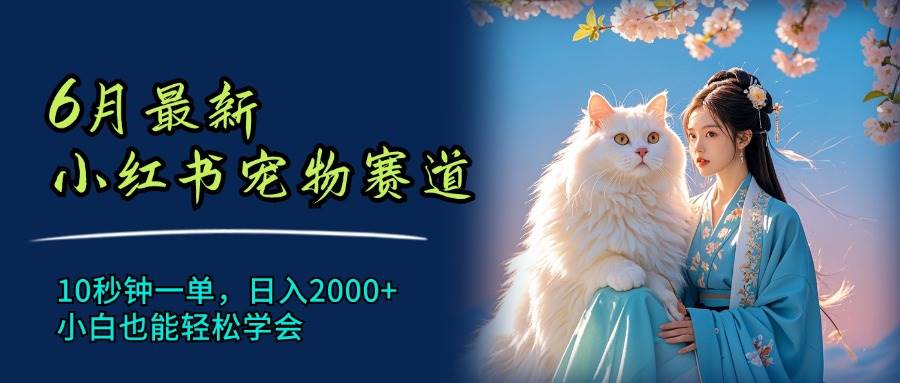 6月最新小红书宠物赛道，10秒钟一单，日入2000+，小白也能轻松学会-石龙大哥笔记