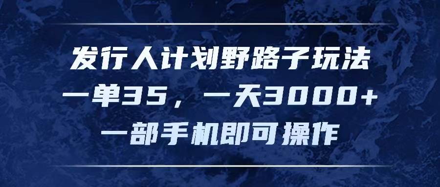 发行人计划野路子玩法，一单35，一天3000+，一部手机即可操作-石龙大哥笔记