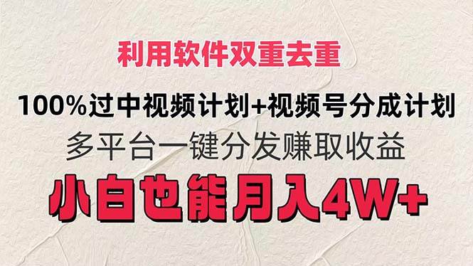 利用软件双重去重，100%过中视频+视频号分成计划小白也可以月入4W+-石龙大哥笔记