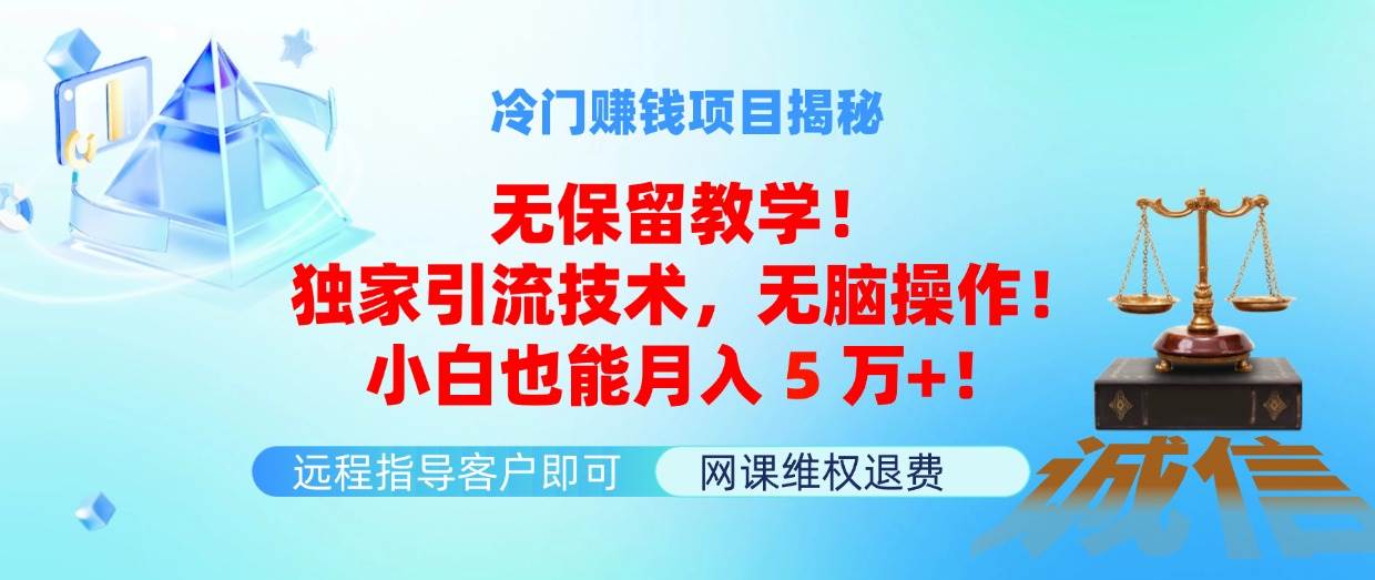 冷门赚钱项目无保留教学！独家引流技术，无脑操作！小白也能月入5万+！-石龙大哥笔记