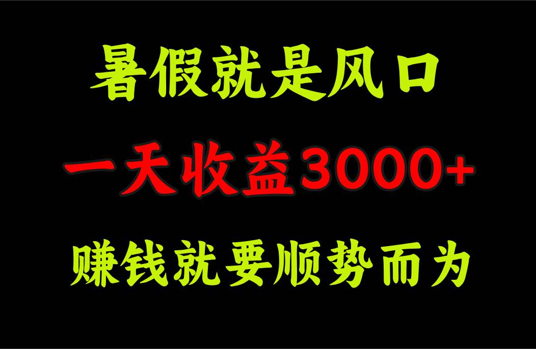 一天收益3000+ 赚钱就是顺势而为，暑假就是风口-石龙大哥笔记