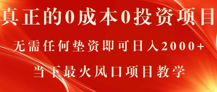 真正的0成本0投资项目，无需任何垫资即可日入2000+，当下最火风口项目教学-石龙大哥笔记