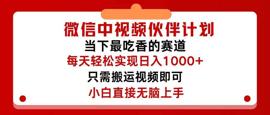 微信中视频伙伴计划，仅靠搬运就能轻松实现日入500+，关键操作还简单，…-石龙大哥笔记