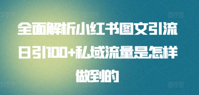 全面解析小红书图文引流日引100私域流量是怎样做到的-石龙大哥笔记