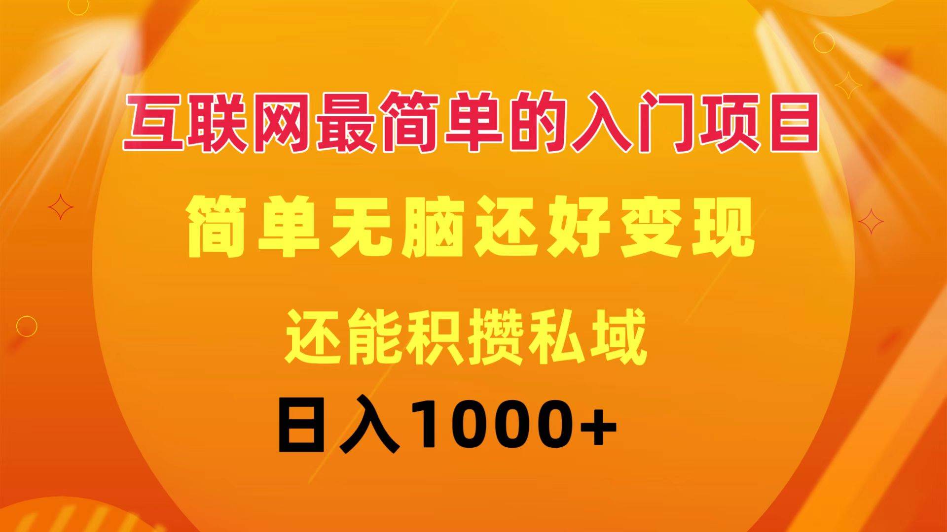 互联网最简单的入门项目：简单无脑变现还能积攒私域一天轻松1000+-石龙大哥笔记