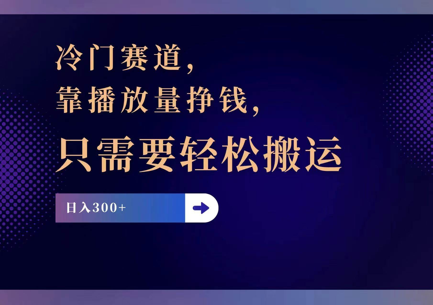 冷门赛道，靠播放量挣钱，只需要轻松搬运，日赚300+-石龙大哥笔记