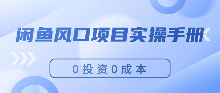 闲鱼风口项目实操手册，0投资0成本，让你做到，月入过万，新手可做-石龙大哥笔记