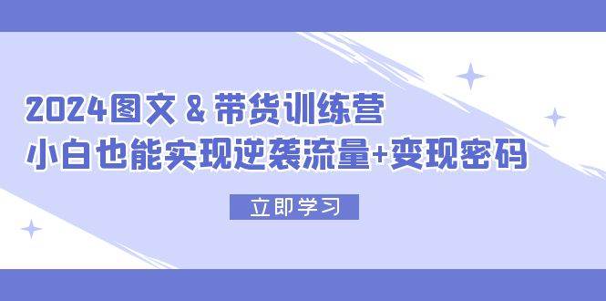 2024 图文+带货训练营，小白也能实现逆袭流量+变现密码-石龙大哥笔记