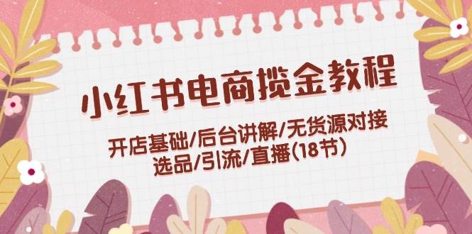 小红书电商揽金教程：开店基础/后台讲解/无货源对接/选品/引流/直播(18节)-石龙大哥笔记