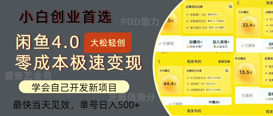 闲鱼0成本极速变现项目，多种变现方式，单号日入500+最新玩法-石龙大哥笔记