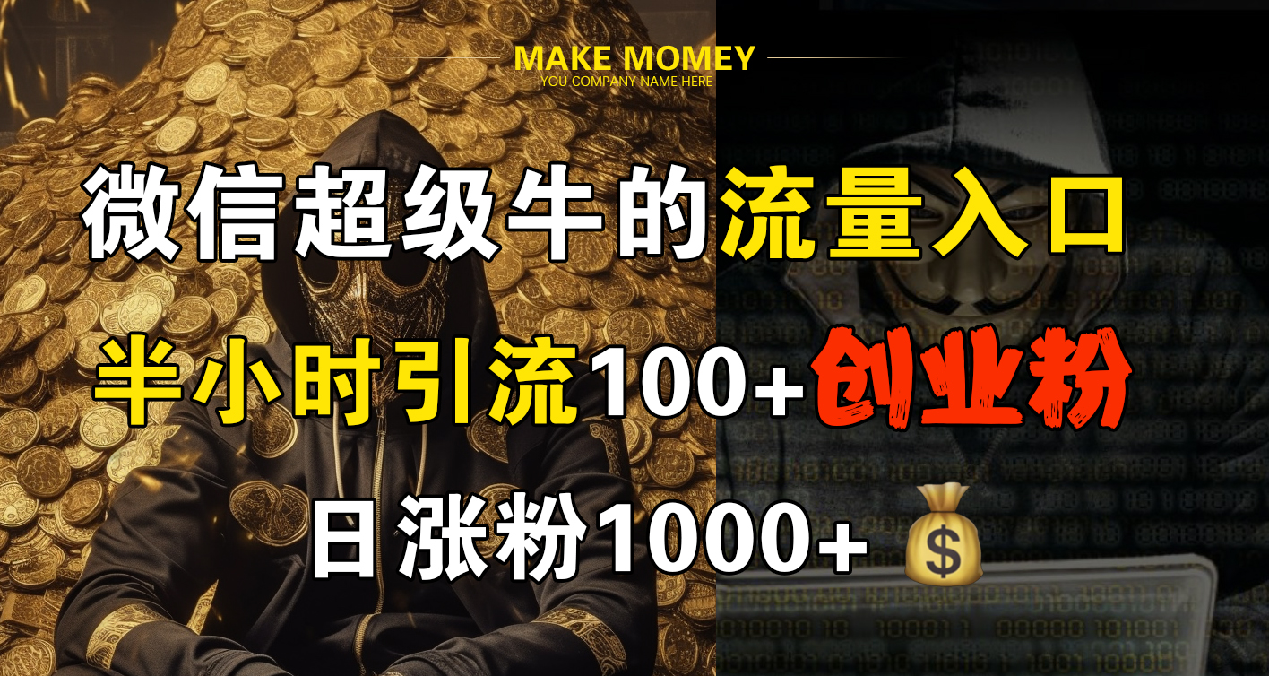 微信超级牛的流量入口，半小时引流100+创业粉，日涨粉1000+-石龙大哥笔记