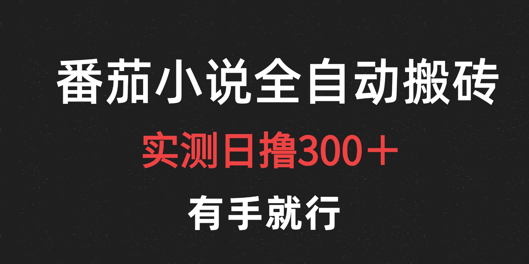 最新番茄小说挂机搬砖，日撸300＋！有手就行，可矩阵放大-石龙大哥笔记