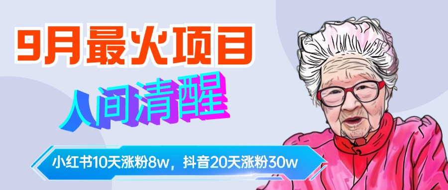 9月最火项目，人间清醒柒奶奶，10天小红薯涨粉8w+，单篇笔记报价1400.-石龙大哥笔记