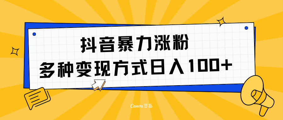 抖音暴力涨粉：多方式变现 日入100+-石龙大哥笔记