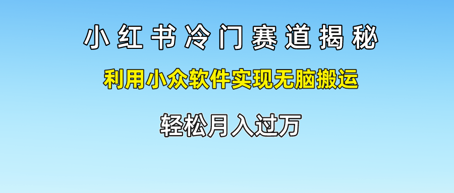 小红书冷门赛道揭秘,轻松月入过万，利用小众软件实现无脑搬运，-石龙大哥笔记