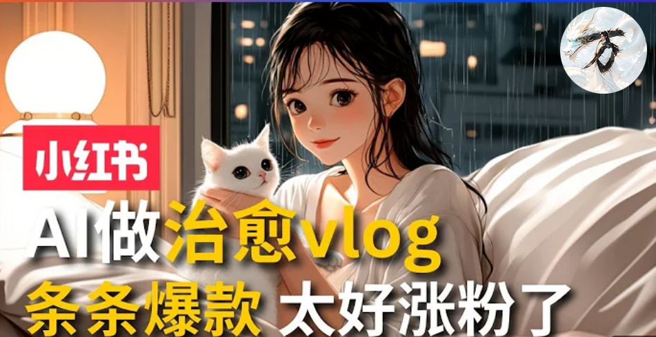 AI治愈系vlog动画视频，小红书7天 涨粉破千，商单报价1500+，0成本制作，日入2000+，有手就会 -石龙大哥笔记