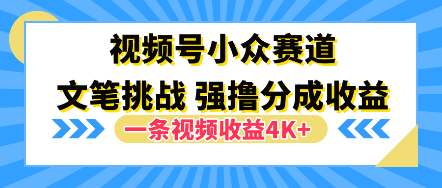 视频号小众赛道，文笔挑战，一条视频收益4K+-石龙大哥笔记