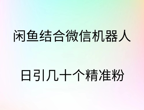 闲鱼结合微信机器人，日引几十个精准粉-石龙大哥笔记