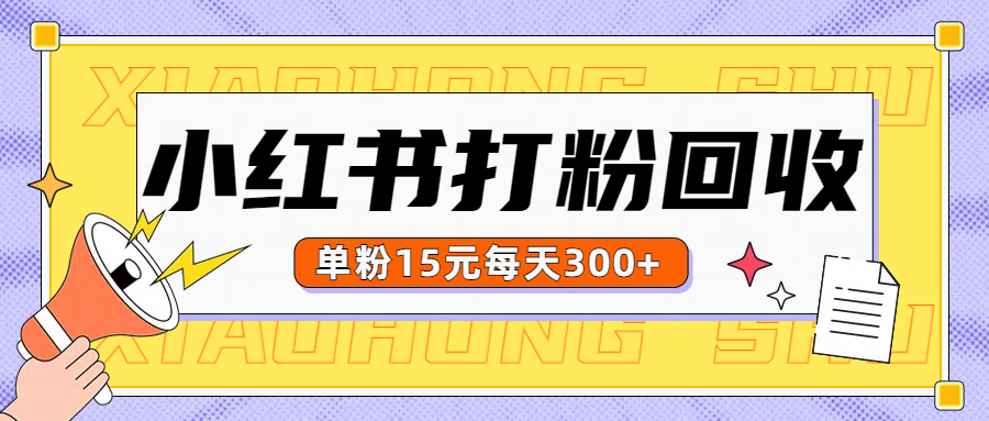 小红书打粉，单粉15元回收每天300+-石龙大哥笔记