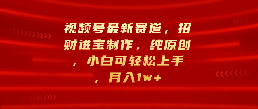 视频号最新赛道，招财进宝制作，纯原创，小白可轻松上手，月入1w+-石龙大哥笔记