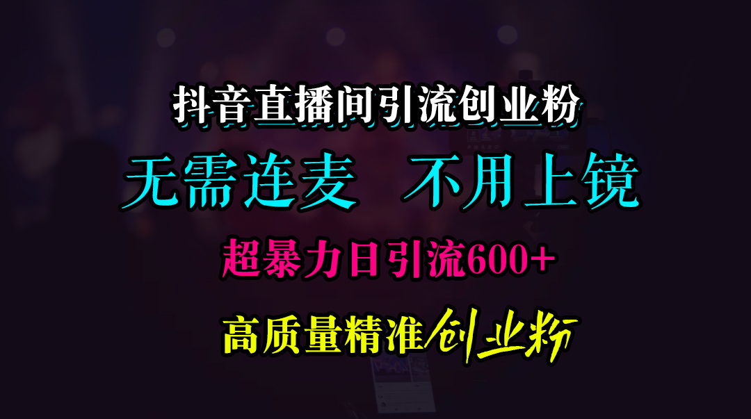 抖音直播间引流创业粉，无需连麦、无需上镜，超暴力日引流600+高质量精准创业粉-石龙大哥笔记