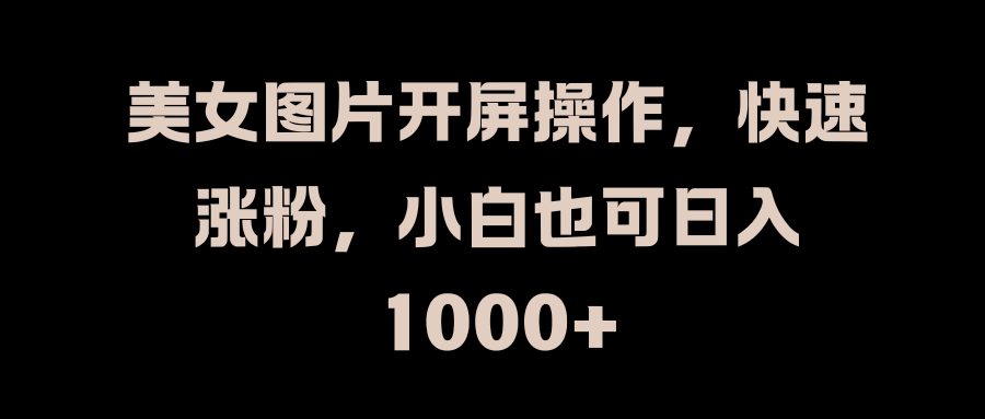 美女图片开屏操作，快速涨粉，小白也可日入1000+-石龙大哥笔记