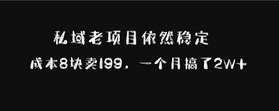 私域老项目依然稳定，成本8块卖199，一个月搞了2W+-石龙大哥笔记