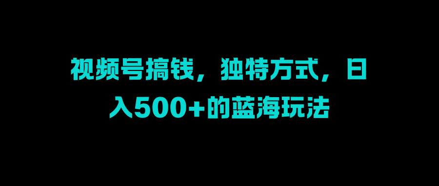 视频号搞钱，独特方式，日入500+的蓝海玩法-石龙大哥笔记