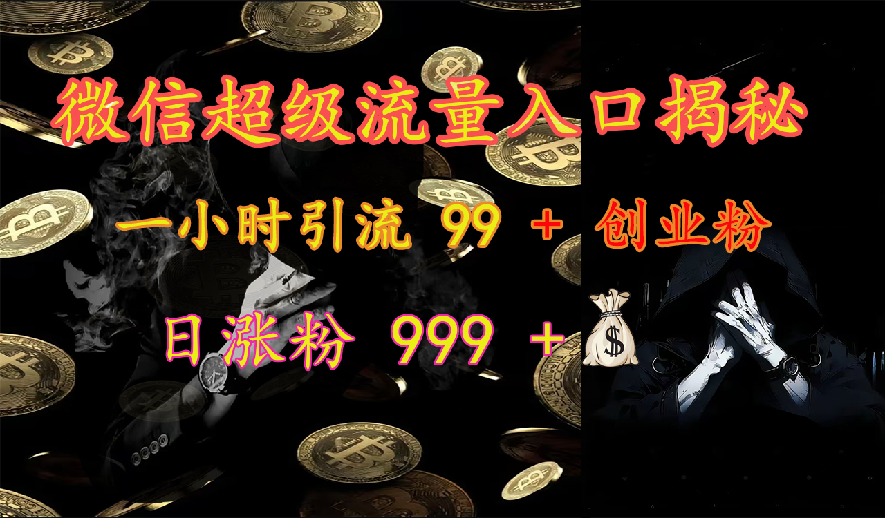 微信超级流量入口揭秘：一小时引流 99 + 创业粉，日涨粉 999 +【揭秘】-石龙大哥笔记