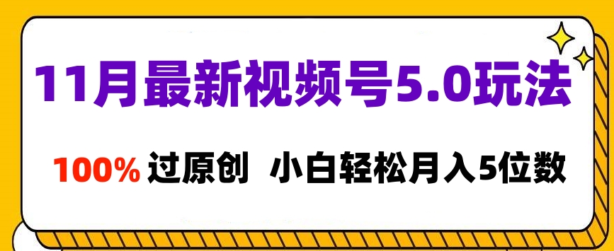 11月最新视频号5.0玩法，100%过原创，小白轻松月入5位数-石龙大哥笔记